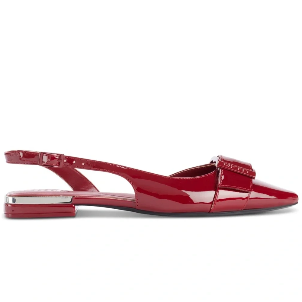 DKNY Clemma Buckle Slingback Flats Size 9.5 Ruby Red - Picture 2 of 8